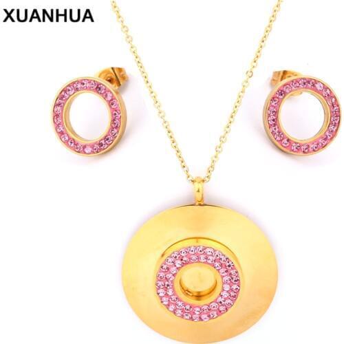 XUANHUA Stainless Steel Jewelry Woman Many Stones Fashion Jewelry Sets Indian Jewelry Set Wedding Gifts For Women Accessories