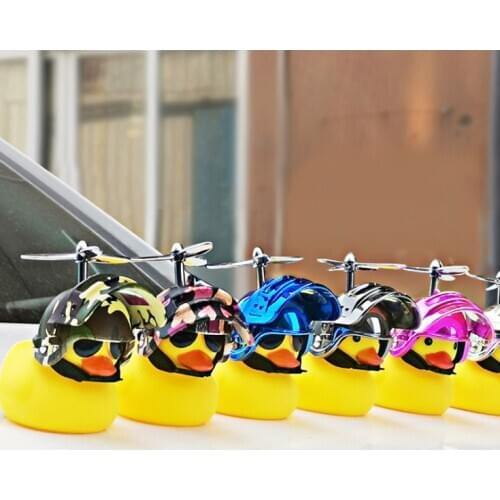 Yellow duck with helmet bamboo dragonfly with helmet bicycle horn lamp car furnishing articles