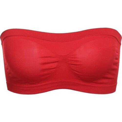 Women Solid Color Stretch Seamless Strapless Anti-slip Tube Top Bra Underwear