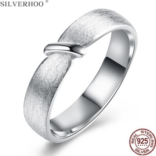 SILVERHOO Sterling Silver 925 Rings Rope Design Unique Grinding Simple Ring For Women Hot Sale Fine Jewelry Anniversary Gift