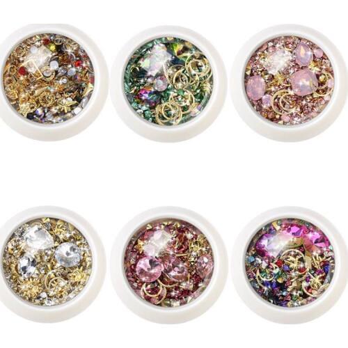 1Box 3D DIY Rhinestones Gems Charms Mix Strass Nail Art Decoration Crystal Jewelry Gel Glitter Nails Accessories