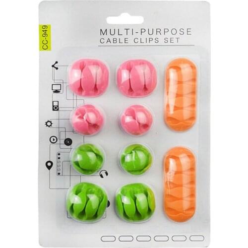10Pcs/Pack Multi-slots Clamp Silicone Organizer Management for USB Cable Wire Charging Data Earphone Mouse Line