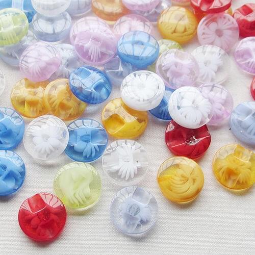 14mm flower Plastic Buttons sewing/appliques/craft Lots color Upick 100pcs