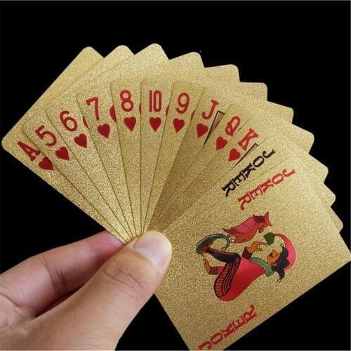 24K Gold Playing Cards 54 Pcs Cards/Deck 100% Plastic PVC Creative Playing Cards Waterproof Casual Game Poker Cards