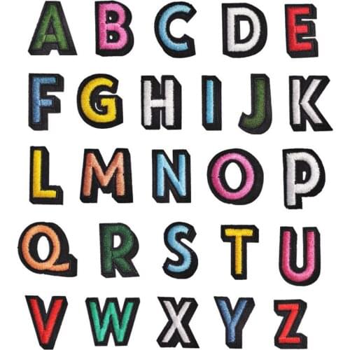 DIY Alphabet Applique Cartoon 26 English Letters Embroidery Patch Fashion Funny Iron on Badge Patches for Clothing