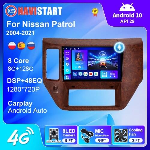 6+128G Android 10 Car Multimedia Video Player For Nissan Patrol V 5 Y61 2004-2021 Radio Navigation GPS 4G WIFI BT 2 din No DVD