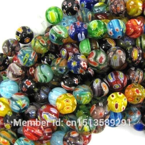 Free Shipping Hot Fashion Popular 10mm Multi Colors Flowers Lampwork Glass Spacer Beads for Jewelry Making