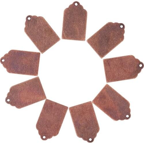 10pcs Metal Brass Stamping Tags Pendants Antique Bronze Red Copper Rectangle Square Round Oval For DIY Jewelry Necklaces Making