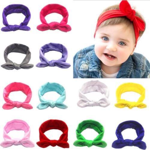 Brand Newborn Baby Girls Bow Elastic Headband Kids Hairband Soft Solid Headdress Hair Baby Accessories
