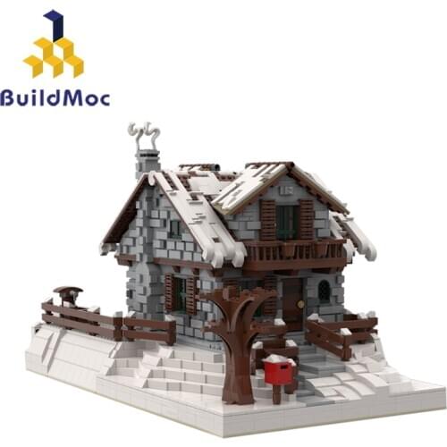 BuildMOC 38793 Creator City Village Winter House Chalet Neige Resort Christmas Construction Building Blocks Childrens Toys Gifts