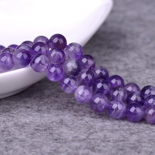 LOOSE BEADS Amethyst Round smooth 4-18mm wholesale for DIY jewelry necklace 14"