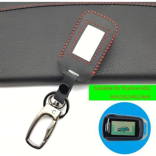 Genuine Leather Key Case Tamarack For Russian Two Way Car Alarm LCD Remote Control Keychain For Starline A92/A94/V62/A62/A64