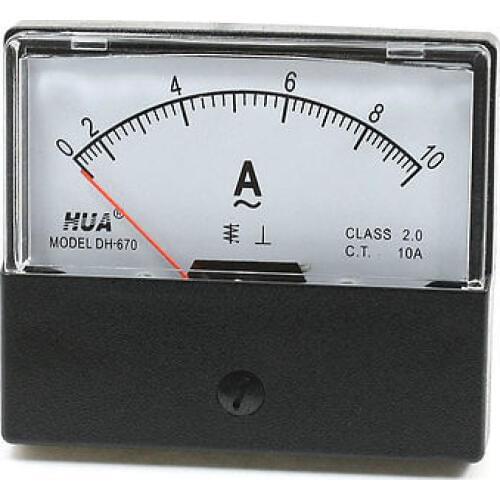 AC0-10A Dial Analog Panel Meter Ammeter DH-670 Class 2.5 Accuracy
