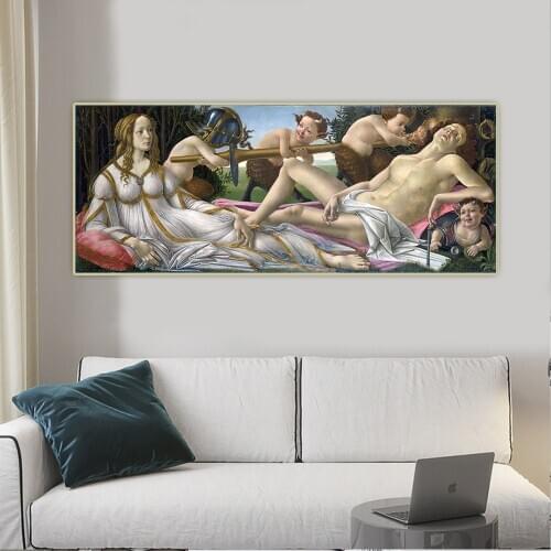 Citon Sandro Botticelli《Venus and Mars》Canvas Oil Painting Artwork Poster Picture Wall Background Decor Home Decoration