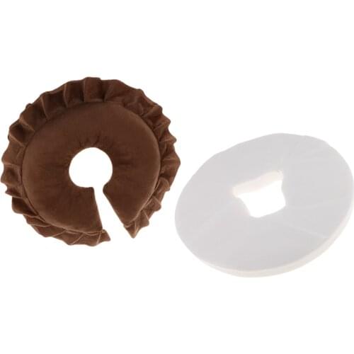 Coffee Massage Table Bed Face Cradle Pillow + 100 Disposable Cushion Cover for Beaoty Salon SPA Sauna Use