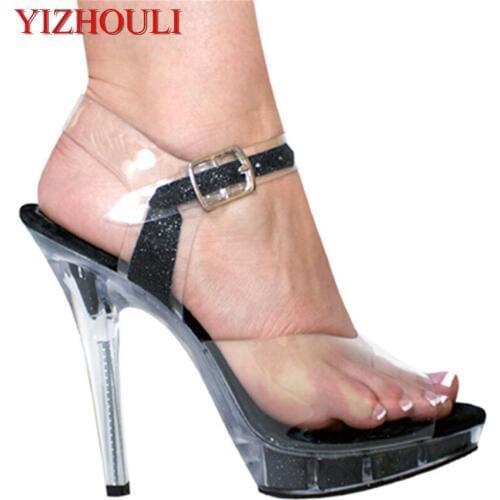 13cm The nightclub sexy spare-bone sandals, and the brides transparent wedding Dance Shoes take pictures of party shoes