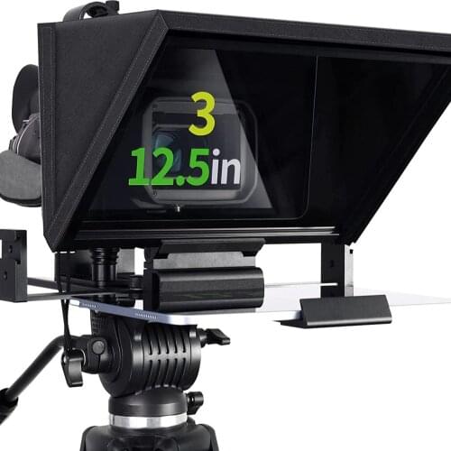 Metal Teleprompter for 12.9" Tablets with 12''Adjustable Tempered Optical Glass, Supports Wide-Angle Camcorder/Camera Lens