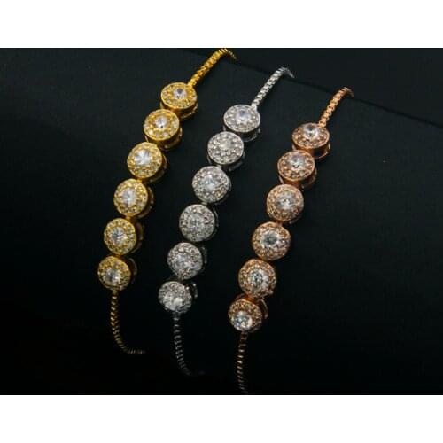 Fashion jewelry copper plant mosaic full stone big stone 6 pcs stone box chain bracelet luxurious bracelet