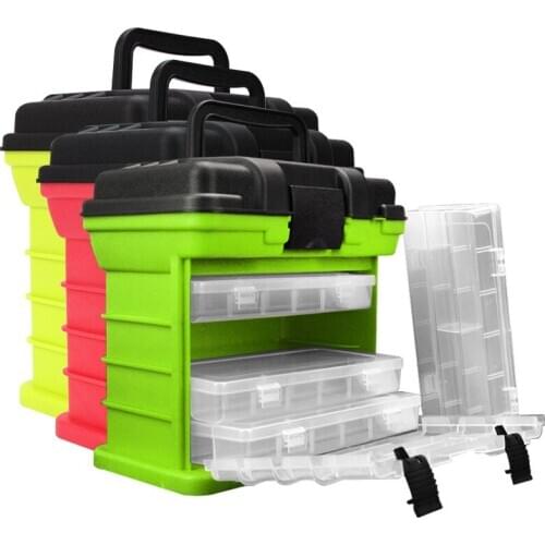 27X17X26cm Outdoor Toolbox 4 Layer Fishing Tackle Portable Tool Case Screw Hardware PP+ABS Storage Box with Locking Handle X592B