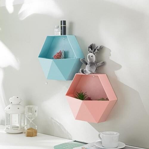 Nordic Wall Flowerpot DIY Decorative Wall Hanging Flower Geometric Hexagon Pot Garden Basket Home Multifunctional Storage Box