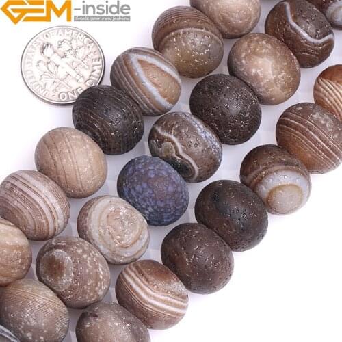 Natural Rondelle Botswana Matte Agates Beads For Jewelry Making Bracelets Necklace 10-18mm 15inches DIY Jewellery Gem-inside