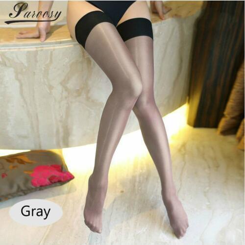 SAROOSY New Multicolor Plus Size Oil Shiny Stockings for Women High Elastic Smooth with 13cm Rib Top Summer Best Sellings