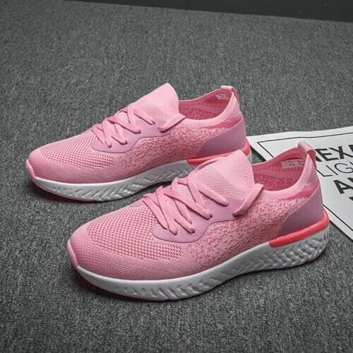 New Plus Size Breathable Mesh Sneakers Women 2020 Spring Summer Knitting Flats Outdoor Walking Shoes Woman Couple Sport Shoes