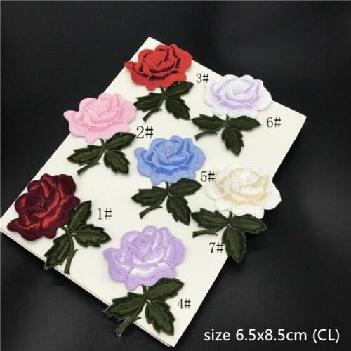 New arrival 20 pcs Rose flowers Embroidered patches iron on Jeans coat tshirt bag dress decor repair Motif accessory diy