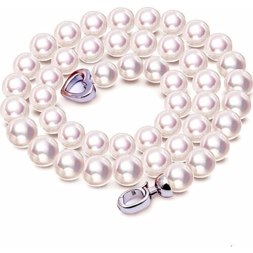 8-9mm White Pearl Necklaces Near Round Natural Freshwater Pearl 925 Sterling Silver Choker Necklace For Women Jewelry Gift