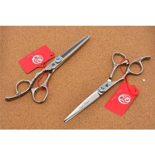 590# Left Hand Hairdressing Scissor 6'' Brand Purple Dragon TOP GRADE 440C Barber Cutting Scissors Thinning Shears Hair Scissors