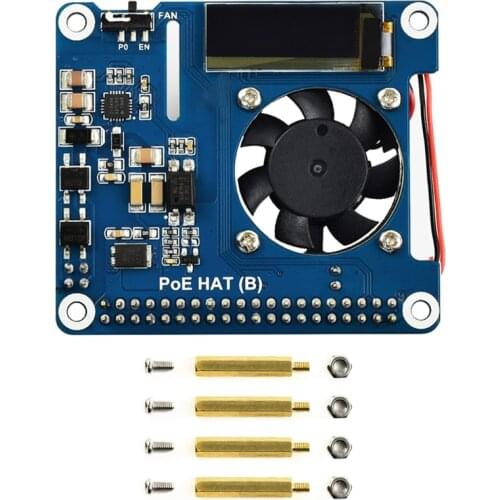 UCTRONICS PoE HAT for Raspberry Pi 4 Type B and Pi 3 B+, with cooling fan and rack-mounted 802.3at Power over Ethernet expansion