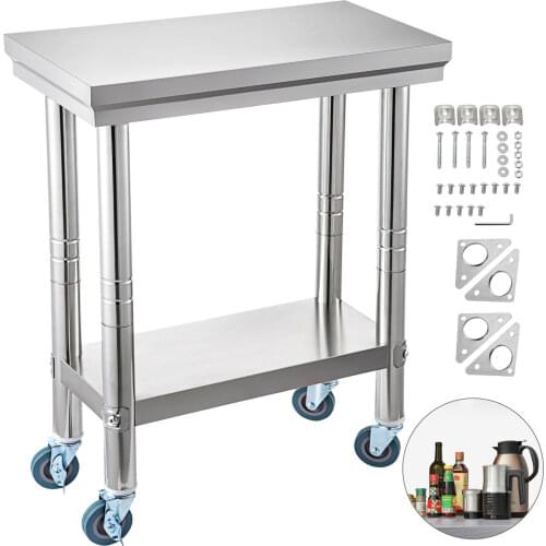 Stainless Steel Work Table with Wheels 12x24 Prep Table with casters Heavy Duty Work Table for Commercial Kitchen Restaurant