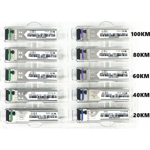 LC SFP Fiber optic module 1.25G LC 20/40/60/80/100KM 1310/1490/1550nm Single Fiber SFP Optical Module Transceiver FOR ONU OLT