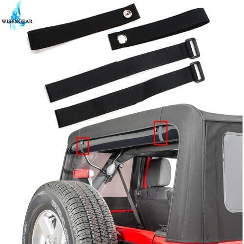 WISENGEAR For Jeep Wrangler JK 4 Pcs Durable Tie Down Straps Soft Top Straps Secure Fasteners Car Snaps Belt 2007-2018
