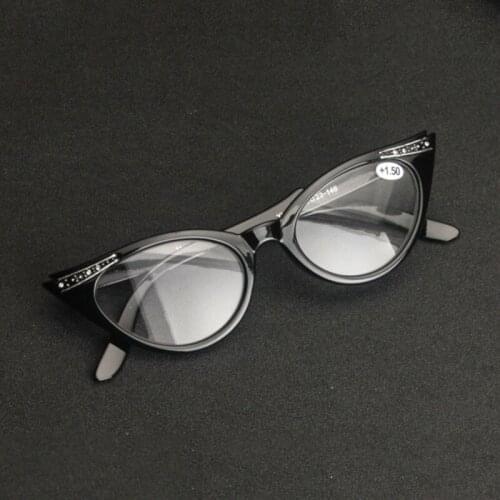 Women Cat Eye Reading Glasses Resin Crystal Eye Glasses Hyperopia 1.0 To 3.5 R157