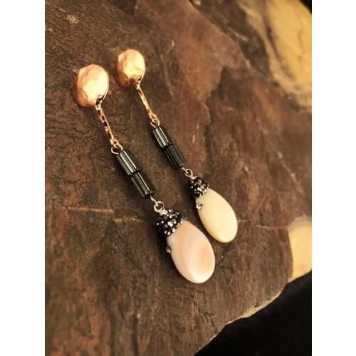 Dr Stone Natural Stone Women 'S Pearl Stone Rose Gold Plated Earrings KRB452 439800167