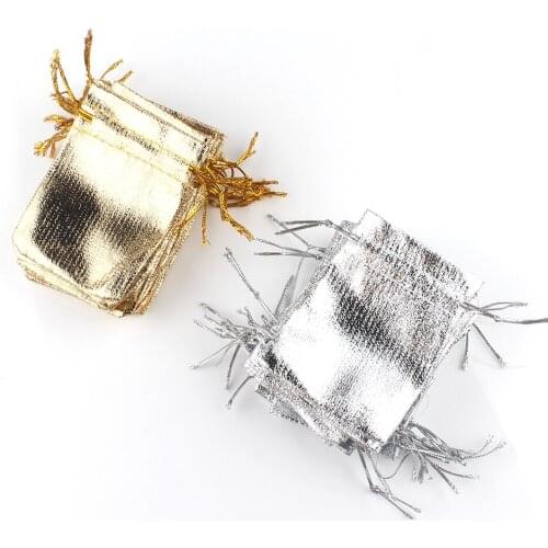 100pcs/Bag Gold Silver Color Adjustable Silk Bag Jewelry Packing Pouches Drawstring Velvet Bags for Wedding Gift Bags Wholesale