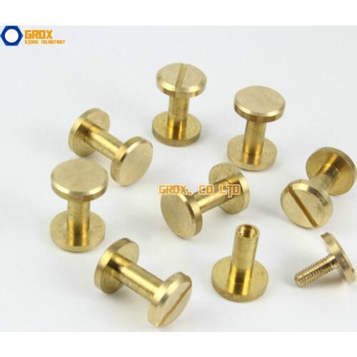 20 Pieces 10*10mm Leather Craft Belt Wallet Solid Brass Nail Rivet Chicago Screw Flat Head