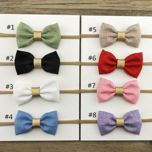 20 pcs/lot, Fabric Hair Bow Nylon headbands, Girls Fall Nylon headband