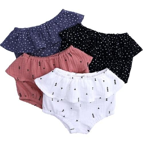 CP234 2020 Newborn Baby Bloomers Shorts ruffled girls Pants Cotton Linen dot Baby Girls Shorts Summer kids short pants 1-5Y