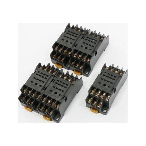 5 Pcs PYF14A 14P 14 Holes 35mm DIN Rail Mount Relay Socket Base for H3Y-4