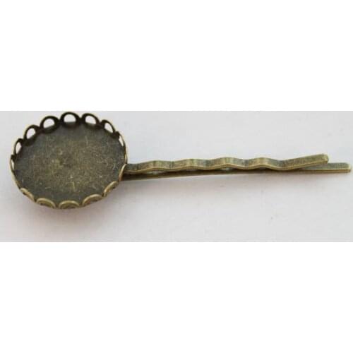 60pcs Antiqued bronze 20mm Cabochon Settings Bobby Pins Hair Clips #22964