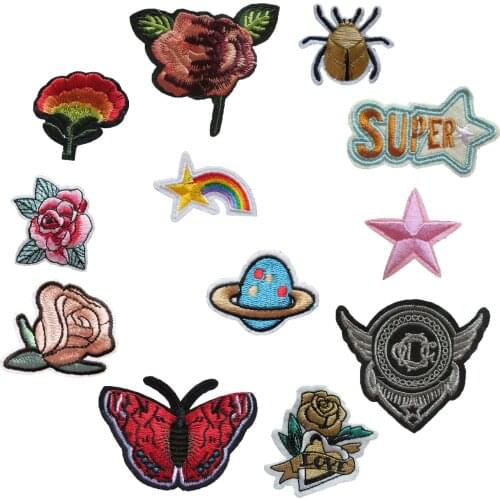 Children Mixture Cartoon Patterned Fashion Hot melt adhesive Applique Embroidery Patches Stripes DIY Badges Clothing Accessories
