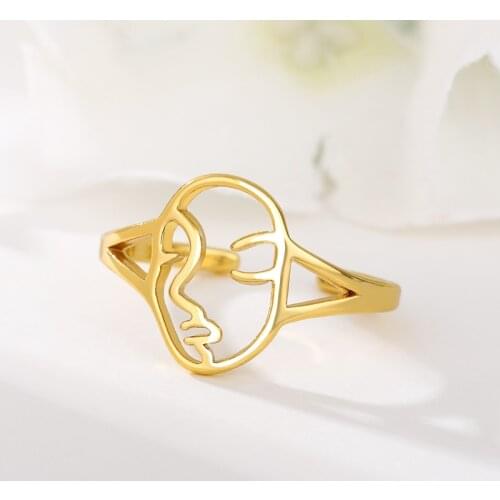 Human Face Ring Gold Silver Color Stainless Steel Rings For Women Men Vintage Female Fashion Couple Jewelry Gift Anillos Mujer