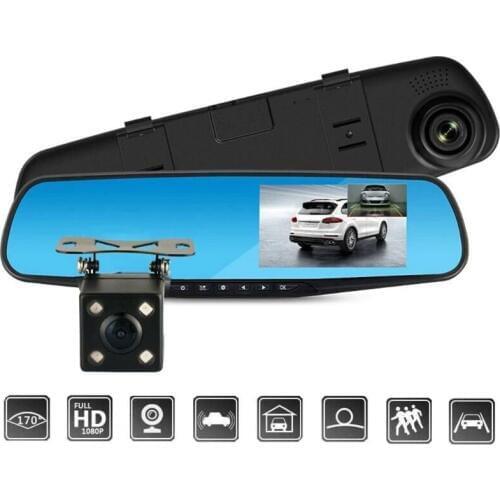 Full 1080P Car DVR Camera Auto 4.3" Rearview Mirror Digital Video Dash Cam Auto U1JF