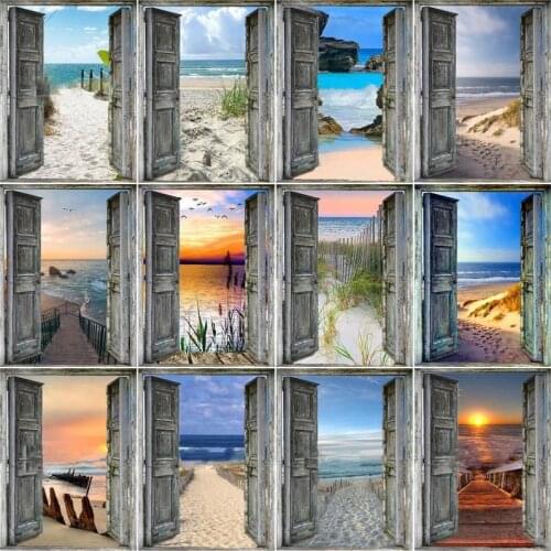 GATYZTORY Frameless Painting By Numbers Door Seaside Landscape Kits For Adults Children Handmade Home Living Room Decoration