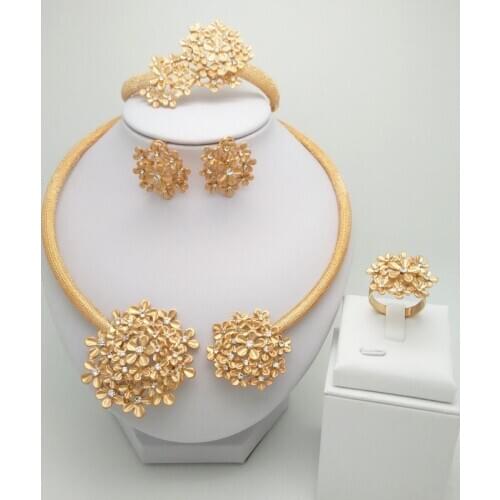 Kingdom Ma Fashion African Necklace Earrings Bracelet Ring Dubai Jewelry Sets Bridal Accessories Women Wedding Jewelry Set