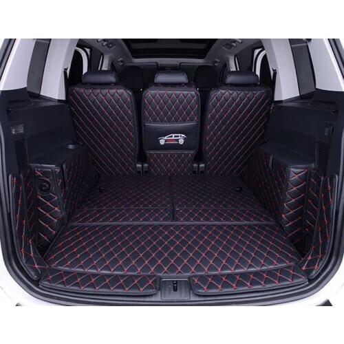 Fiber Leather Car Trunk Mats Cargo Liner for Volkswagen tiguan L 5 seats / 7 seats Rug Carpet interior Accessories car-styling