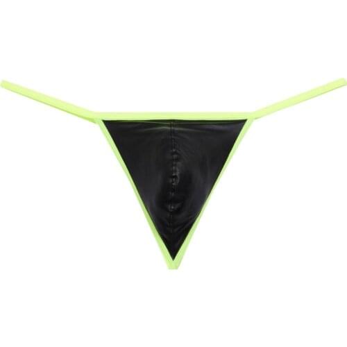 Fashion Leather Smooth Sexy Bikini Mens Thong Underwear Male G-Strings Elastic Nylon Fashion Underpants Men Tanga New Brand