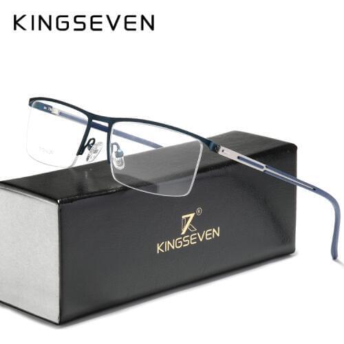 KINGSEVEN DESIGN Men Titanium Alloy Glasses Frame Fashion Male Business Style Ultralight Eye Myopia Prescription Eyeglasses